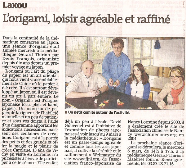 article Est Républicain 1er mars 2013