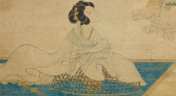 Femme parfumant ses manches sur un br&ucirc;le-parfum